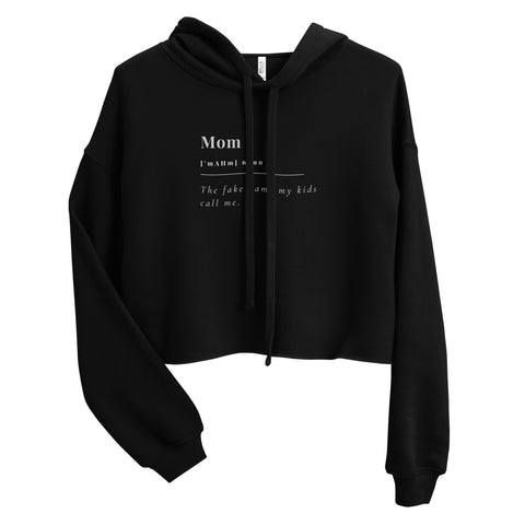 Mom Fake Name Crop Hoodie