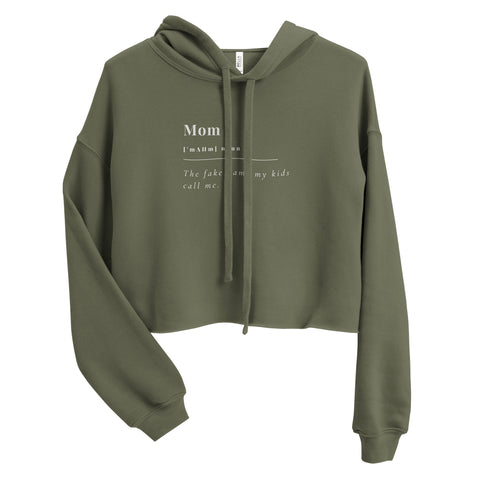 Mom Fake Name Crop Hoodie