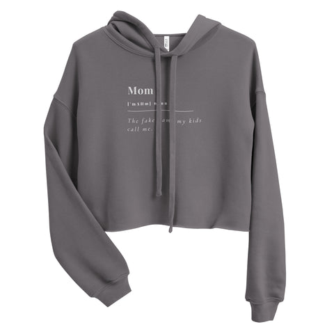 Mom Fake Name Crop Hoodie